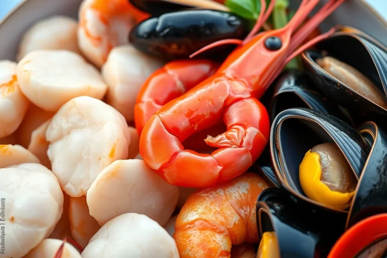 Gros plan sur des fruits de mer variés