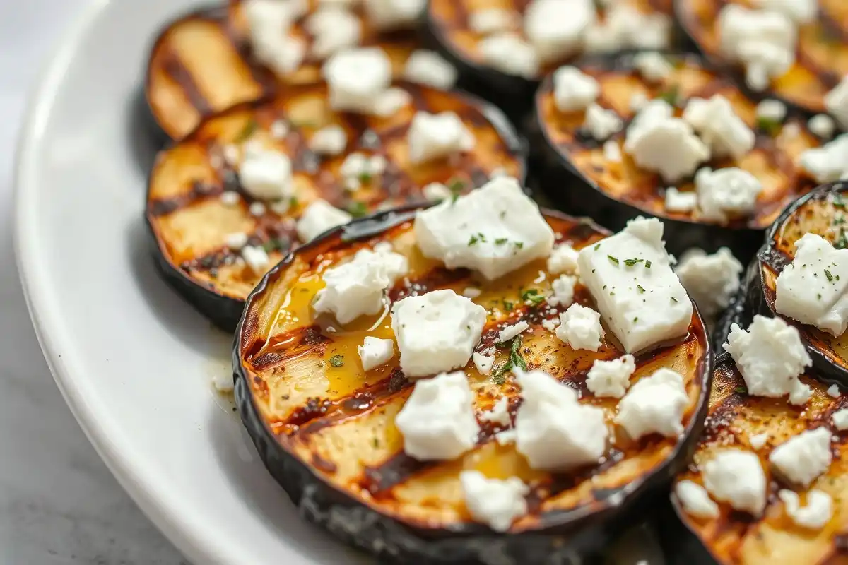 Plat d'aubergines grillées avec feta