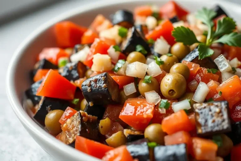 Plat de Caponata Sicilienne avec Ingrédients Frais