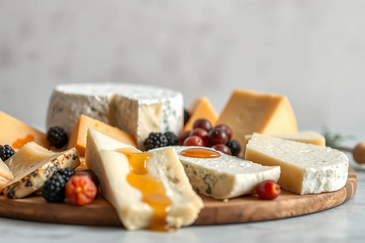 Close-up d'un plateau de fromages