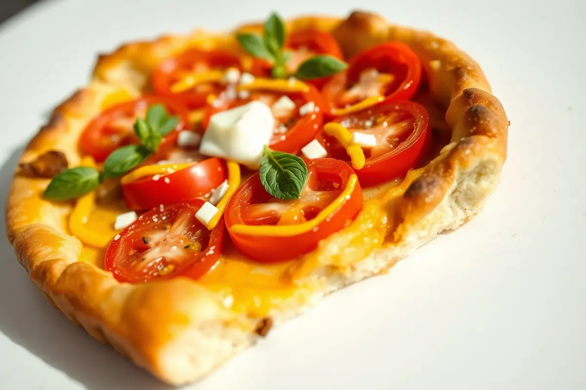 Gros plan sur une tarte tomate-moutarde