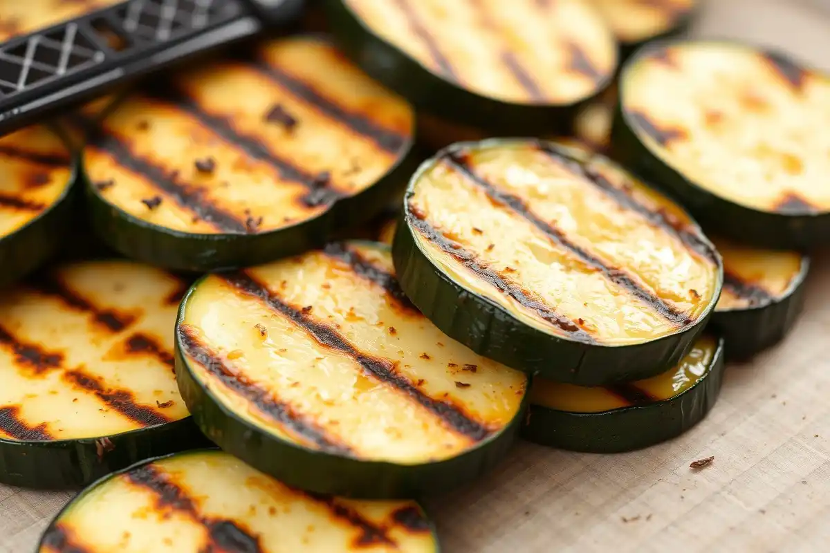 Photo rapprochée de courgettes grillées