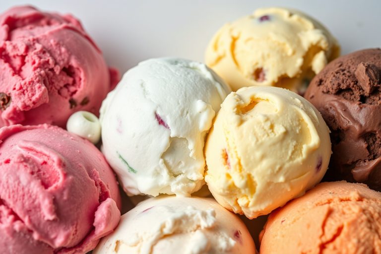 Scoop de crème glacée colorée