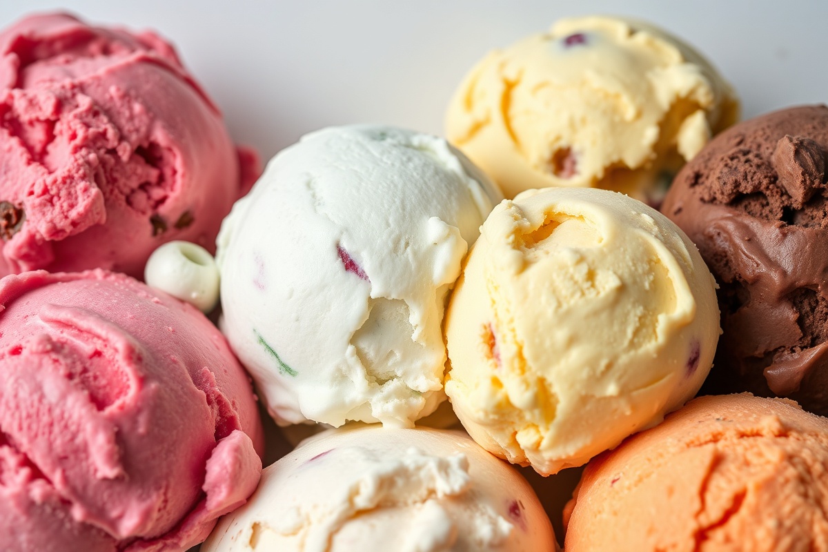 Scoop de crème glacée colorée