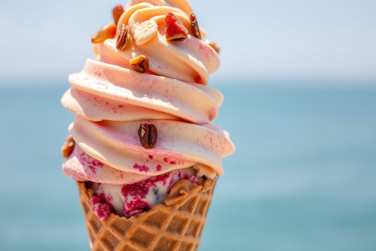 Photo d'un cornet de glace crémeux et vibrant