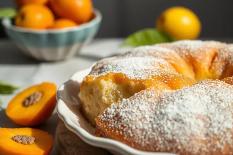 Gâteau aux abricots en gros plan