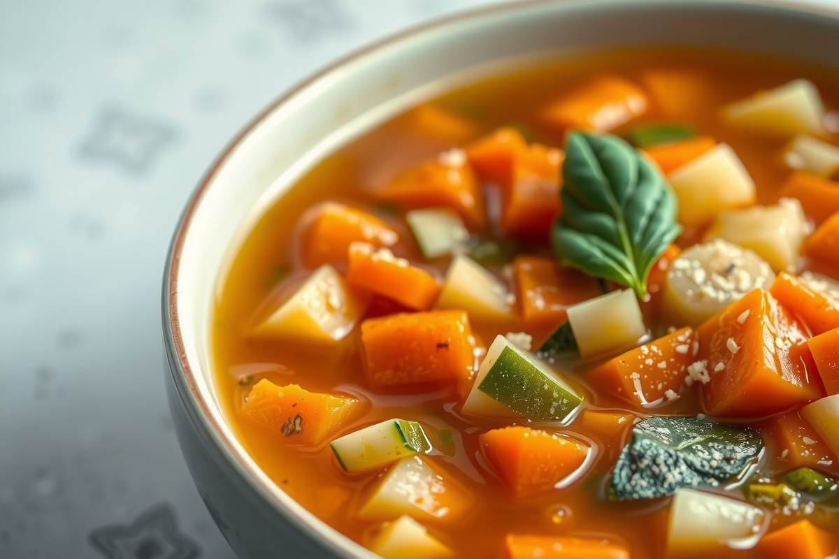 Détail de la Soupe au pistou avec légumes frais