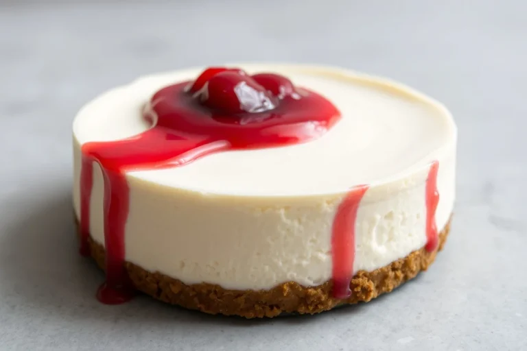 Gros plan sur un cheesecake crémeux et lisse