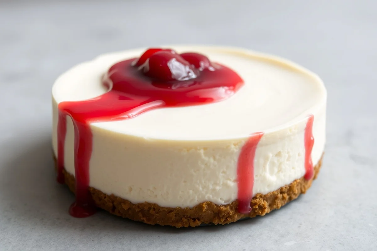 Gros plan sur un cheesecake crémeux et lisse
