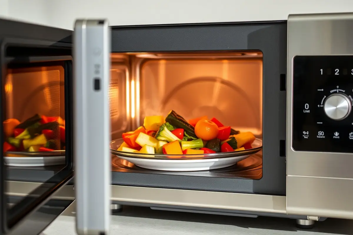 Close-up d'un appareil de cuisine avec un plat de légumes