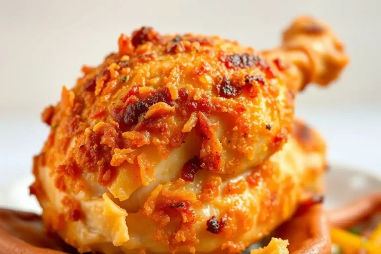 Gros plan sur un poulet croustillant