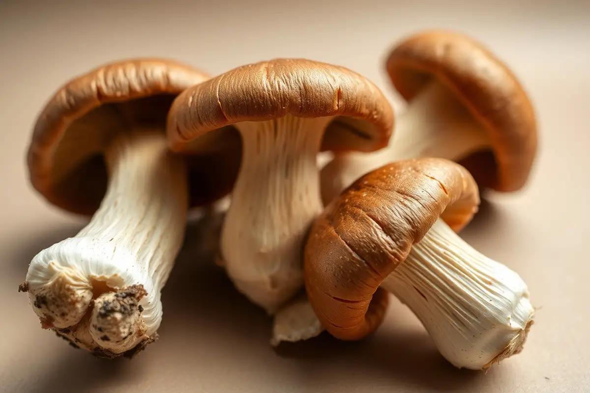 Un gros plan réaliste de champignons porcini