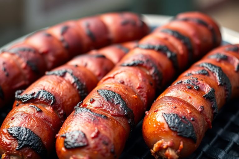 Gros plan de merguez grillées