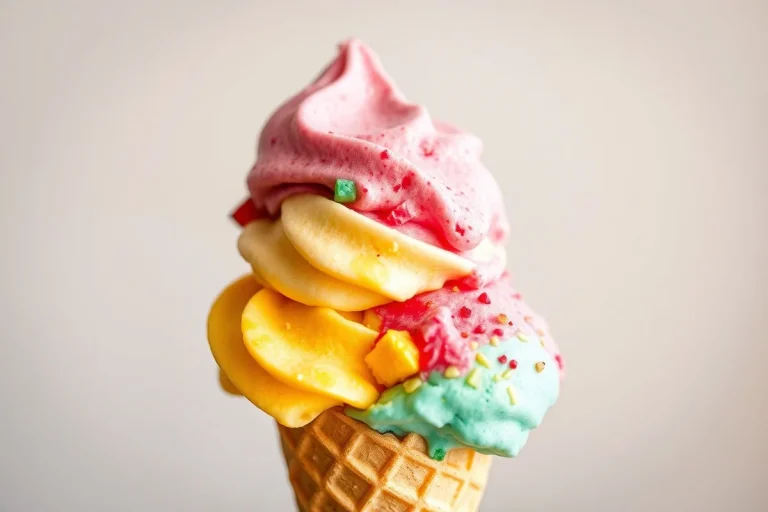 Cornet de glace avec plusieurs saveurs