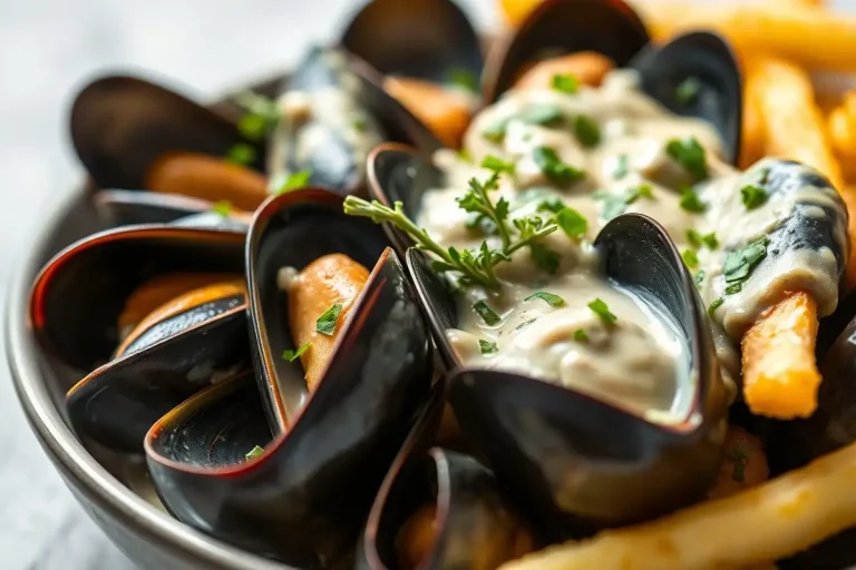 Première vue rapprochée de moules marinières