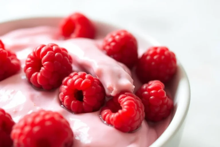 Gros plan sur une mousse de framboise sans sucre