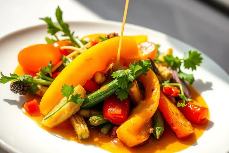 Gourmet dish with seasonal vegetables
