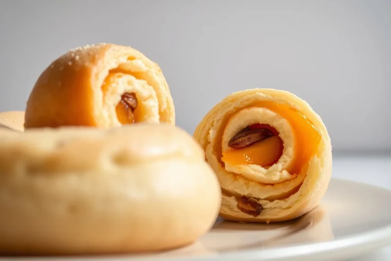 Roulés de pain aux abricots et amandes en gros plan