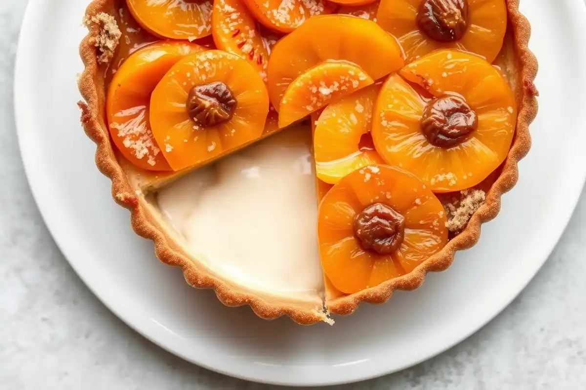 Gros plan sur une tarte aux abricots caramélisés