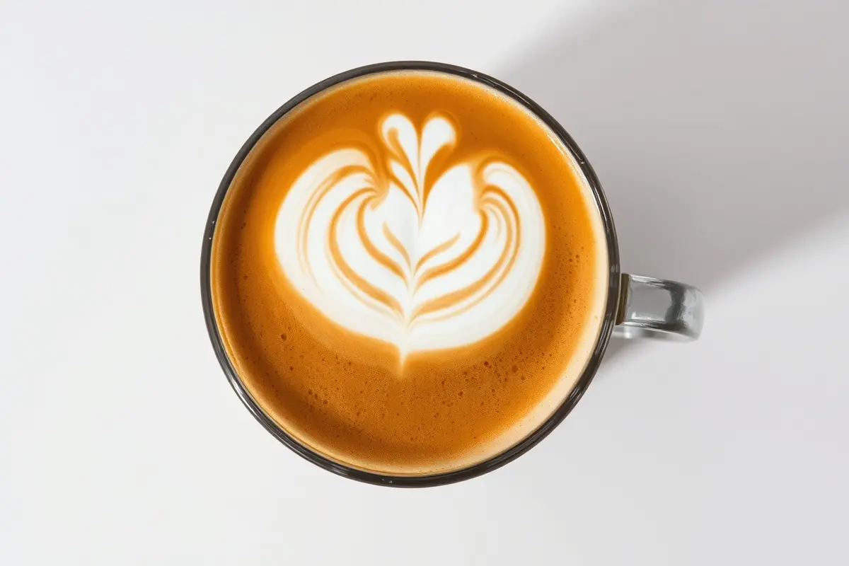 Gros plan sur un cappuccino artistique